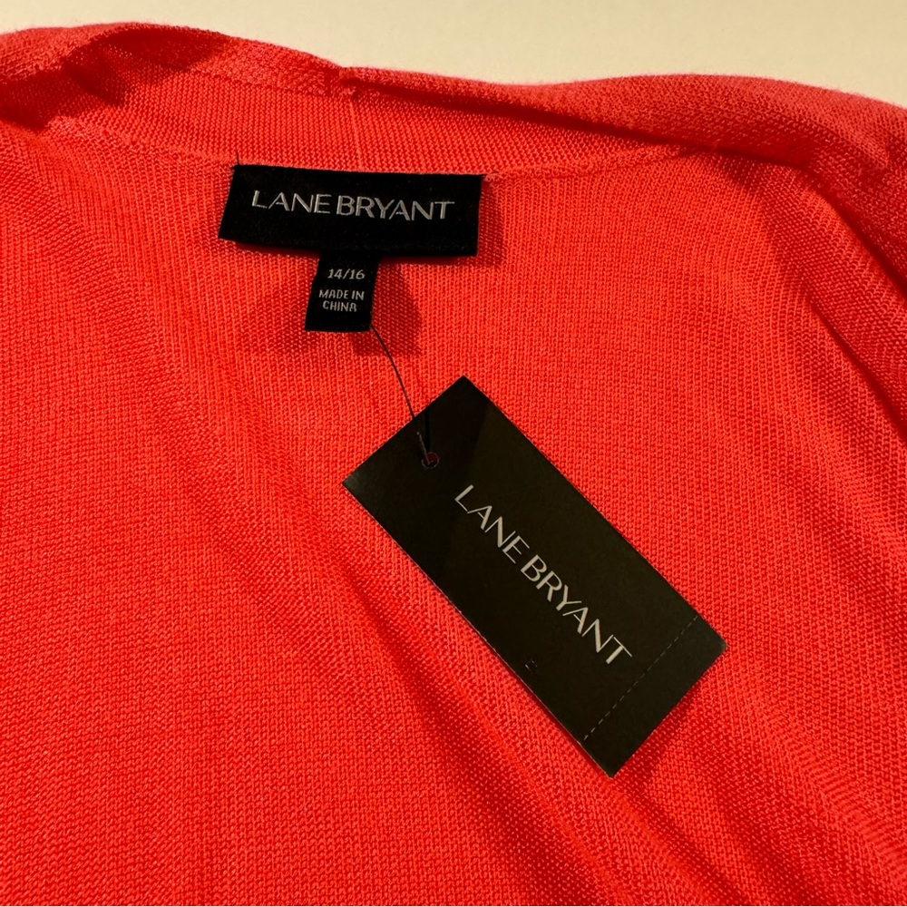 NWT Lane‎ Bryant Open Front Drape Shrug Cardigan Cabo Coral Pink Size 14/16 - Picture 4 of 15